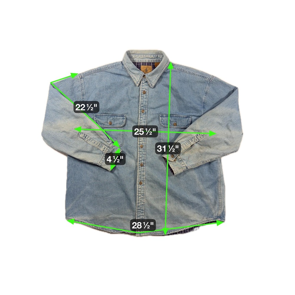 St. Johns Bay Denim Shirt Mens 2XL Blue Flannel Lined Button Up Workwear Jacket - Picture 3 of 8